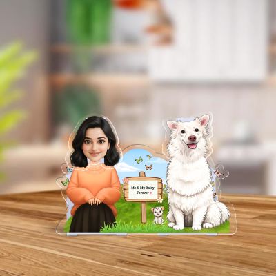 Personalized Dog Memorable Bobblehead Caricature with Battery Powered Moving Head Me & My Dog Forever Quote Heartwarming Pet Lover Gift for Women, Pet Birthday Gift